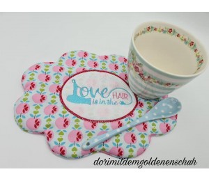 Stickdatei ITH - LOVE is in the HAIR - Tasche & MugRug & Anhänger